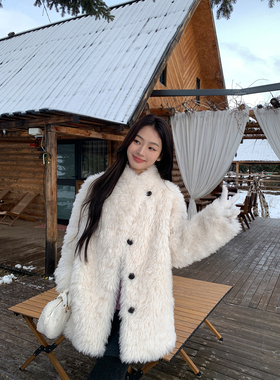 pusumede 慵懒过冬 烟灰色环保仿皮草外套女气质蓬松保暖毛毛上衣