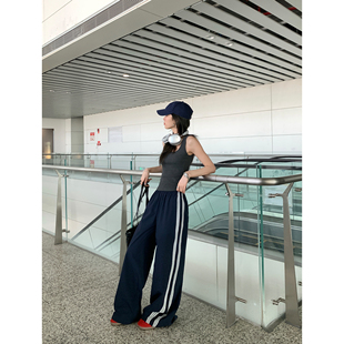 女蕾丝花边宽松直筒阔腿长裤 pusumede 复古休闲裤 美式 ins时髦精