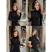 pusumede 显瘦内搭上衣 女秋冬气质修身 实用百搭 半高领针织打底衫