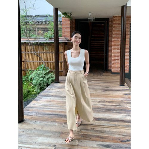 宽松半身裙女开叉高腰裙