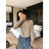 女基础款 内搭针织衫 秋冬新款 pusumede黑色高领打底衫 修身 百搭上衣