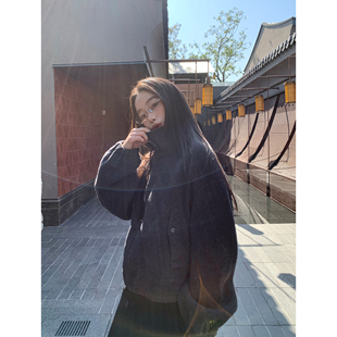 绵羊毛双面呢立领外套女高级感毛呢拉链开衫 pusumede 暖冬雾雪