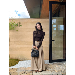 pusumede 垂纶纪事 设计感高腰阔腿裤女气质通勤宽松直筒休闲长裤