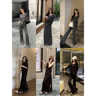 宽松慵懒套装 休闲裤 女针织衫 半身裙 背心 pusumede简约基础系列