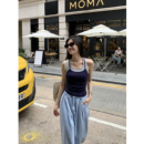 pusumede 针织上衣 时髦辣妹 撞色假两件工字吊带背心女设计感修身