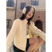 外套女设计感小众宽松拉链开衫 立领短款 夹克上衣 少年游 pusumede
