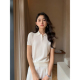 简约LOOK 经典 polo领短袖 pusumede 针织衫 女正肩t恤莱赛尔上衣
