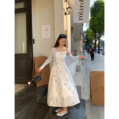 pusumede 长裙 收腰气质吊带裙全棉无袖 花间少女 碎花连衣裙女法式