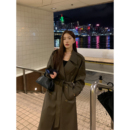 pusumede 經典 翻領雙排扣大衣女高級感收腰長款 風衣外套 高智范本