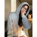 连帽卫衣外套加绒开衫 pusumede 灰色短款 仁川时报 上衣 现货7折