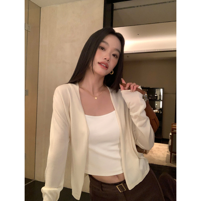 pusumede长袖针织开衫外搭上衣