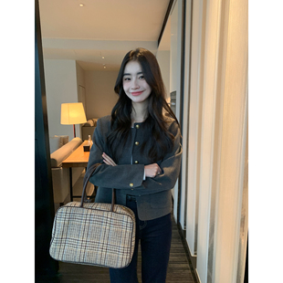 pusumede复古小香风外套女秋冬新款高级感名媛气质短款外套上衣