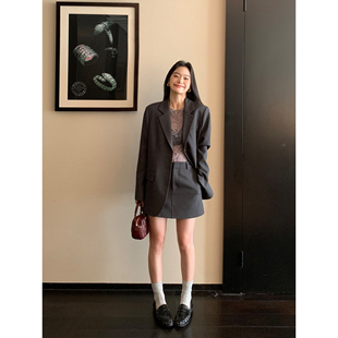 裙套装 pusumede经典 外套女宽松上衣a字防走光短裤 高级感西装 颂歌