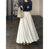 白色半身裙女新款 pusumede 法式 韩系高级感裙子a字大裙摆垂感长裙