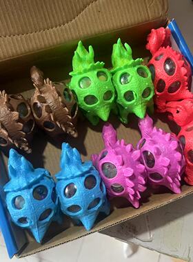 新款仿真恐龙玩具捏捏球霸王龙捏捏球创意减压发泄恐三角龙葡萄球