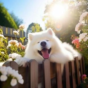 萨摩耶幼犬微笑天使萨摩耶犬白色可爱型中大型宠物狗活物田园便宜