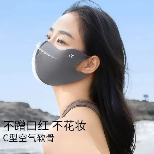 透气孔冰皮防晒口罩女夏季防紫外线冰丝无痕男女同透气防护