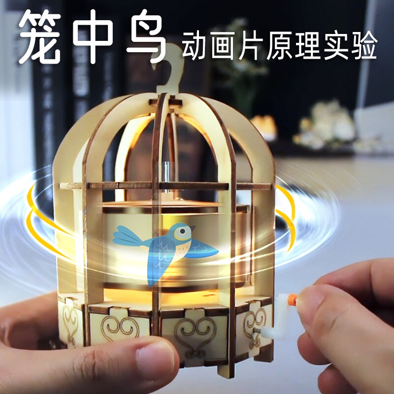 视觉暂留实验笼中鸟 创意手工科技小制作小发明 小学生科学材料包