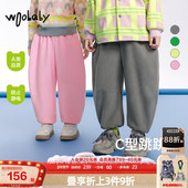 抗静电摇粒绒C型裤 运动休闲长裤 woobaby儿童裤 子男女童24冬新品