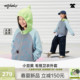 撞色插肩袖 新品 woobaby儿童外套26年春季 毛圈卫衣上衣童装 毛怪