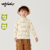 woobaby儿童随心裁暖姜保暖T恤23冬新款 男童女童半高领打底衫 上衣