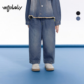 裤 woobaby儿童牛仔裤 子 休闲裤 长裤 男童女童24秋冬季 新宝宝萝卜裤
