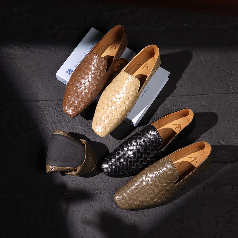 2026年春季新款时尚编织平底套包乐福鞋25A08B-02