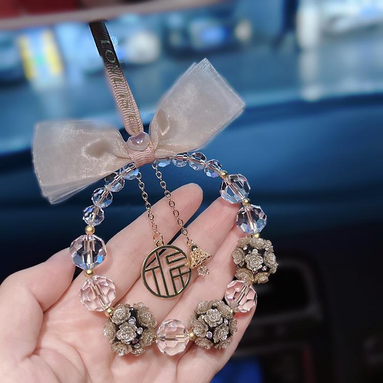 香槟色汽车挂件车内挂饰平安福车子饰品网红后视镜吊坠车载挂式女