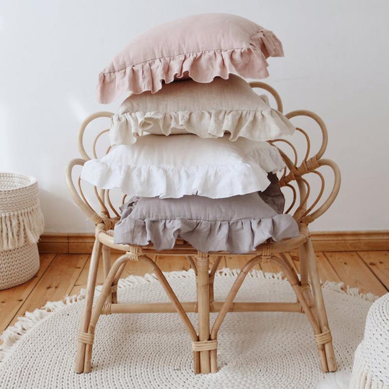 荷叶边抱枕套含芯亚麻抱枕客厅沙发靠枕椅子靠背腰枕抱枕套可定制