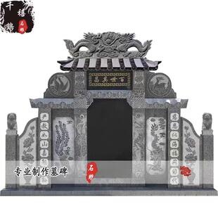 墓碑定制花岗岩大理石农村土葬单双穴户外石碑刻字墓