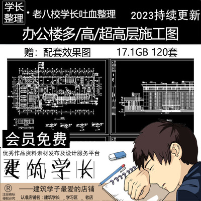 办公楼多 高 超高层 CAD施工图综合写字企业总部设计核心筒平立剖