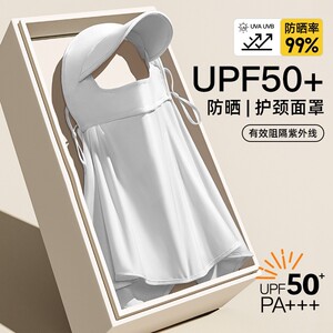 帽檐护颈一体面罩女遮阳口罩防晒女护防紫外线冰丝防晒护颈口罩