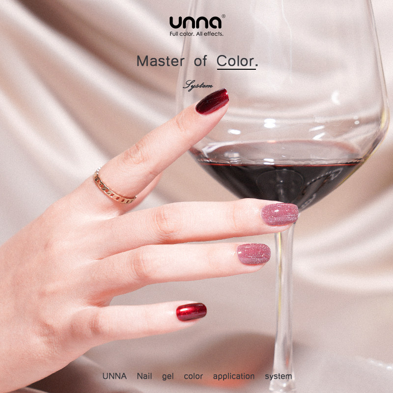 unna(美妆)贵妇胶年会必备新款酒红系列美甲店专用光疗胶爆闪胶