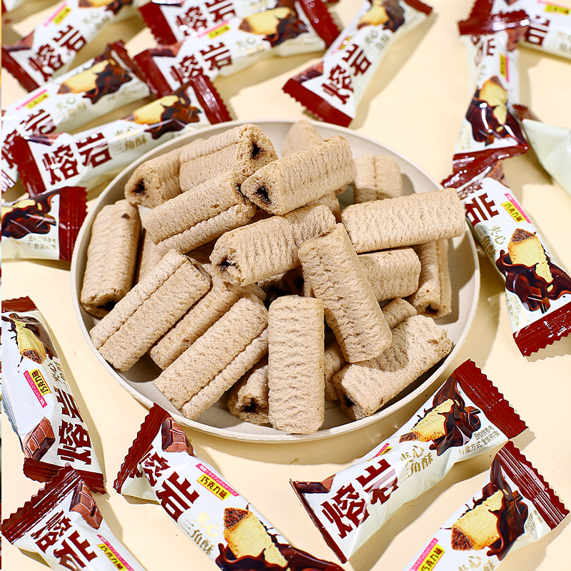 猫村长巧克力焙岩夹心三角酥膨化食品（70根装）G1