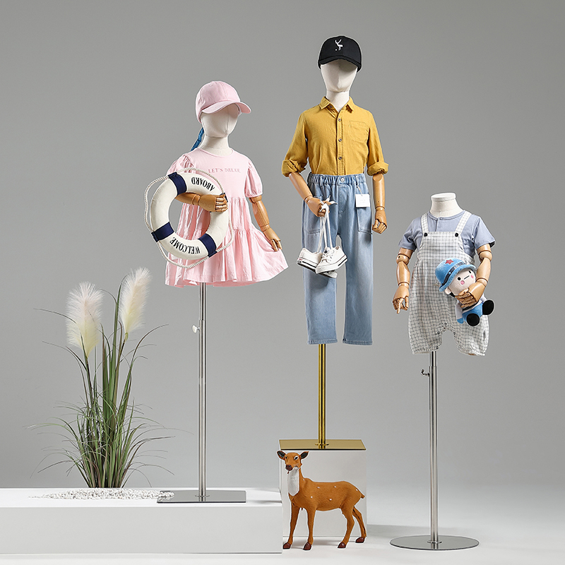 高档实木手儿童模特道具男女分腿小孩全身展示架童装店半身人台