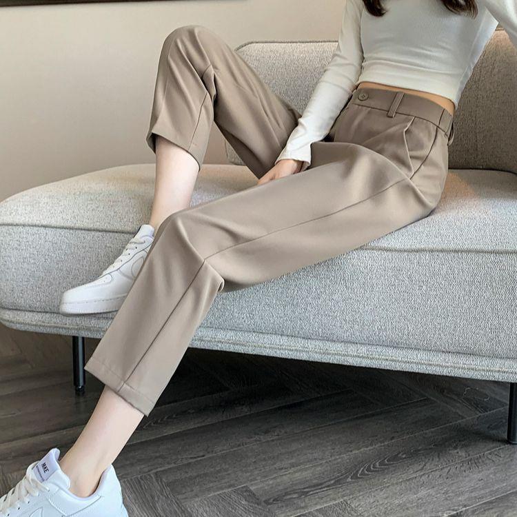 2025春秋新款垂感小西裤显八分九分小个子高腰宽松女裤烟管裤定制