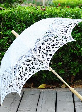 工艺花边蕾丝伞 婚礼摄影道具舞蹈钩花绣花伞 棉布欧式汉服古风伞
