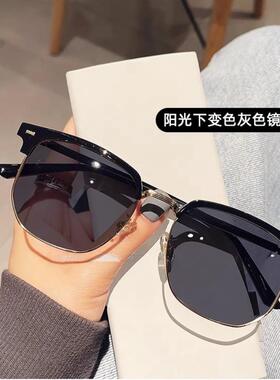 防变色无度数时尚半框眉毛架学生复古爆网红斯文近视眼镜定制