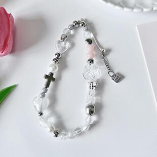 新款原创金属银白色手机链手腕ccd相机链白色ccd挂绳百搭相机挂饰