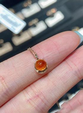 日式风 23年新品系天然橘黄玛瑙 圆鼓鼓琥珀 温暖光芒项链 锁定制