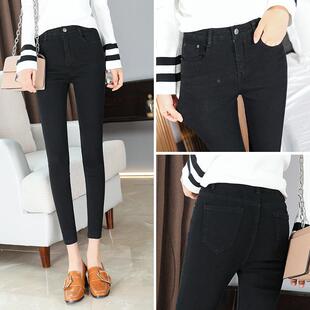 加绒牛仔裤女裤子2025新款春款春季百搭显紧身小脚直筒高腰长裤定