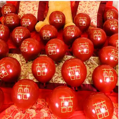 广州发货10寸2.2克单层宝石红气球双层石榴红气球结婚字气球定制