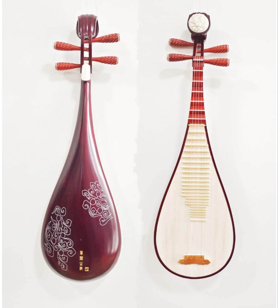 红木色琵琶乐器 成人琵琶乐器 初学琵琶乐器