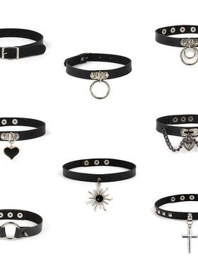 原宿风几何爱心chocker暗