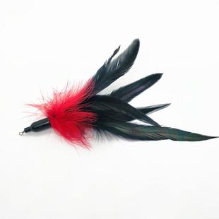 天然黑色鸡毛火鸡毛替换头铃铛发声羽毛逗猫棒猫咪仙女棒定制