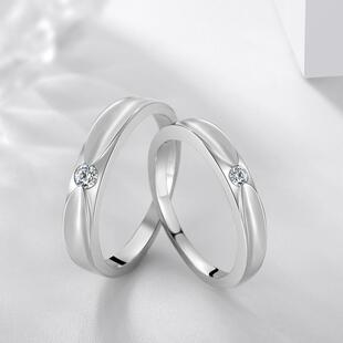 JZ459 新款比翼双飞单钻情侣对戒男女同款情人节戒指赠品首饰定制