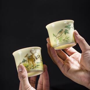 定窑亚光功夫主人杯陶瓷茶具个人杯亚光品茗杯创意白瓷大号水杯定