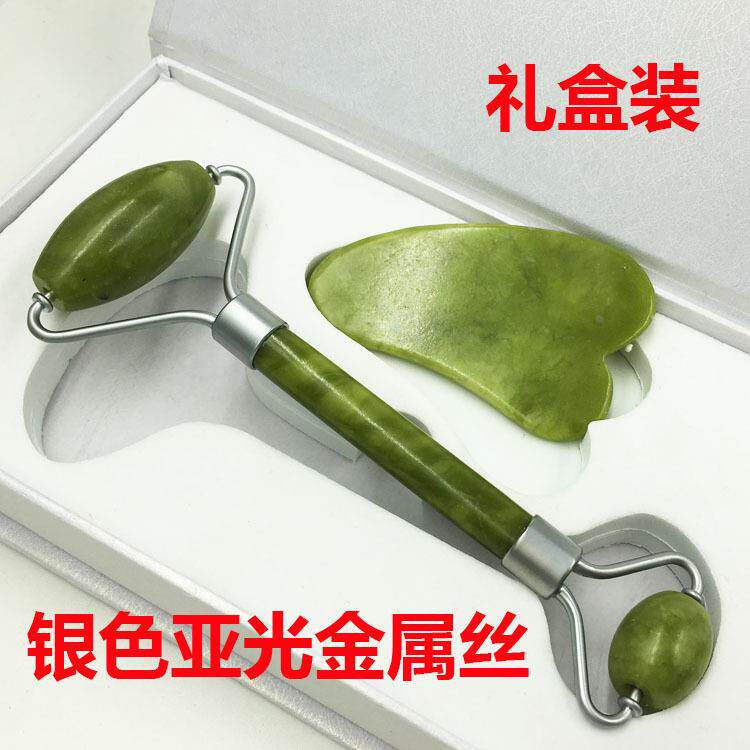 直供天然玉石器岫玉按摩棒器玉滚轮按摩双头玉推制定