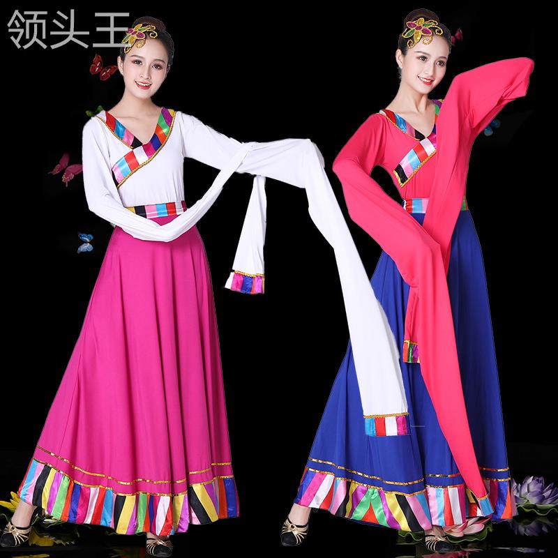 藏族广场舞蹈服装 女 成人甩袖表演大摆裙套装新款少数民族风长裙