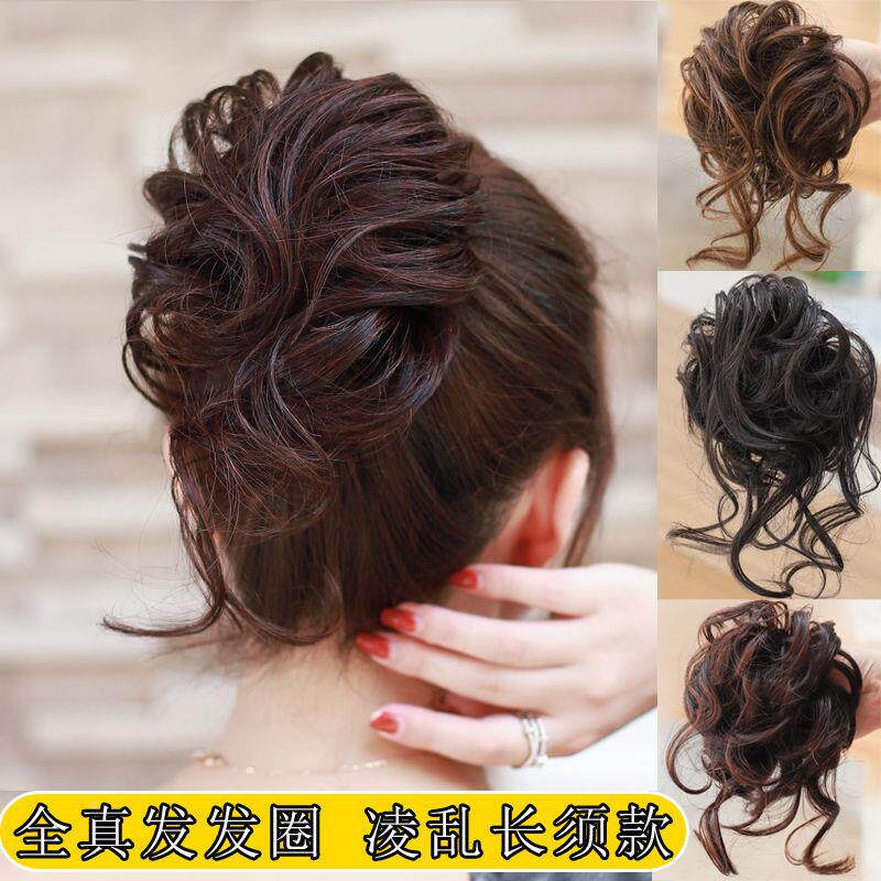 丸子头假发女仿真花圈蓬